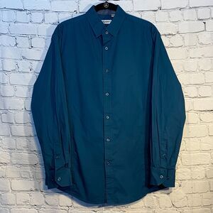 Alex Vando Button Up Long Sleeve Shirt Size S Teal-ish Blue Color